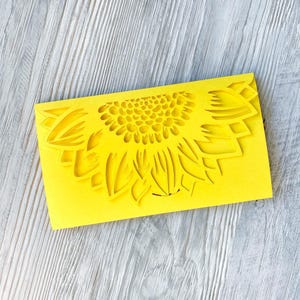 Sunflower svg cash envelope template and wishes card, Cricut birthday gift money holder for papercut laser cut, (svg, dxf, pdf, cdr, ai)
