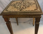 Vintage FLORENTINE WOOD TABLE, , Gold Leaf Table, Small Italian Tole Table, Nesting Table, Italian Wood Table, Regency, Florentine, Tole
