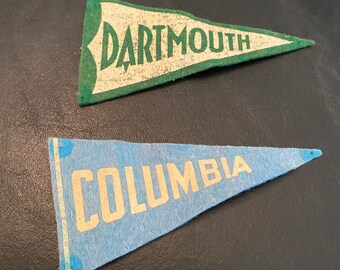 VINTAGE MINI PENNANTSs Columbia OR Dartmouth— University College   4”x2.5” Felt- Sold Separately