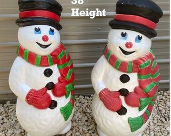 SNOWMAN BLOW MOLD Sold Separately!! 38” Height, Cheery Blue Eyes, Christmas Blow Mold, Vintage Blow Mold, Christmas Yard Lighting