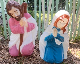 BLOW MOLD PAIR, Mary, Joseph, Christmas Vintage Lawn Decor at A Vintage Revolution