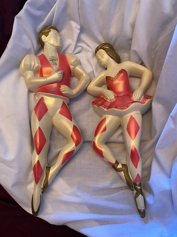 Harlequin Ballet Dancers, Mid Century Wall Decor, Jester Ballet 