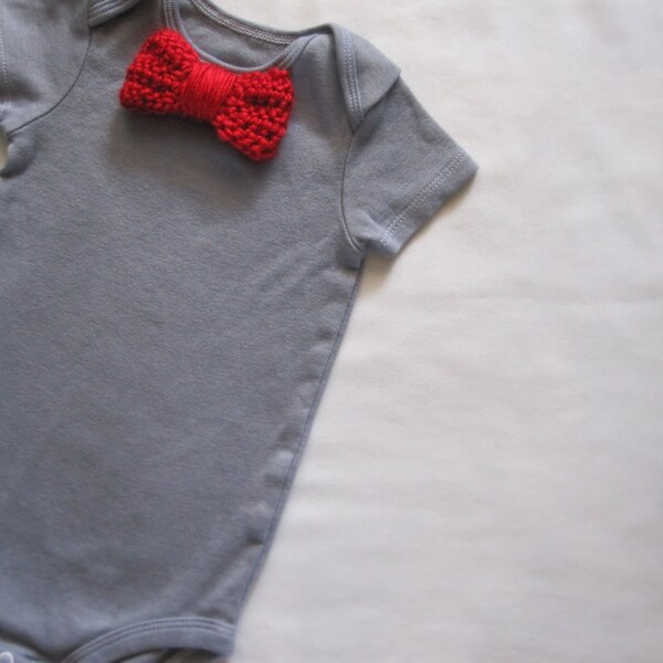 Baby Boy Bodysuit, Red Bow Tie, Tuxedo, Hand Dyed Grey, Newborn, Infant