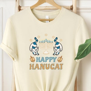 Happy Hanucat Shirt, Dreidel Menorah Cat Shirt, Hanukkat Shirt,Hanukkah Shirt, Jewish Holiday Gift, Chanukah Cat Shirt,Jewish Cat Lover Gift