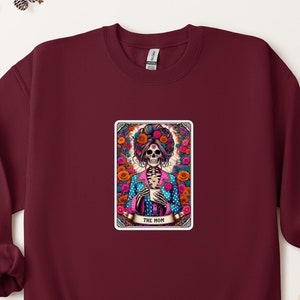 The Mom Tarot Card Sweatshirt,Flower Mama Sweatshirt,Skeleton Mom Sweatshirt,Witchy Vibes, Mother&#39;s Day Gift Sweatshirt,Vintage Gift For Mom