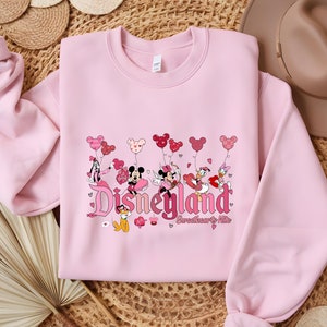 Disneyland Hearts Sweatshirt, Couple Disneyland Valentines Sweater, Mickey And Friends Valentine Sweatshirt, Valentines Day Sweatshirt
