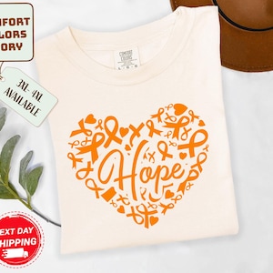 Leukemia Orange Heart Shirt,Leukemia Awareness Comfort Colors Shirt,Support Cancer Warriors, Leukemia Awareness Apparel,Hope Leukemia Shirt