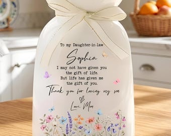 To My Daughter In Law Flower Vase, Custom Daughter Wedding Ceramic Vase, Wedding Gift for Daughter In Law, Bridal Shower Gift from Mom