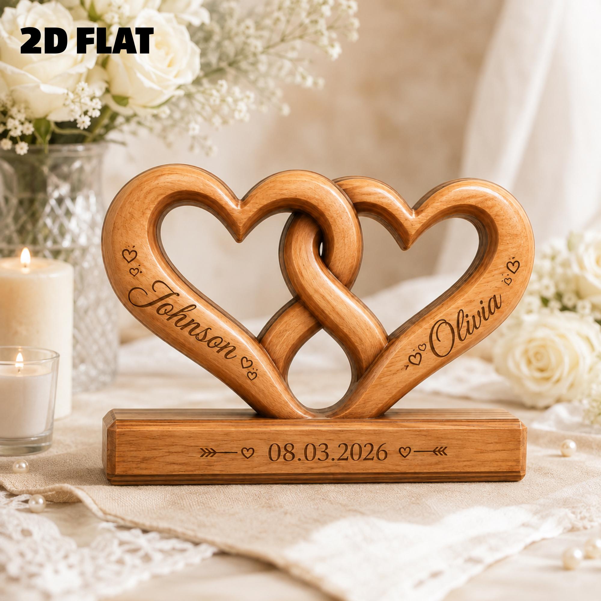 Intertwined Wooden Hearts Personalized - Etsy