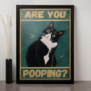 Stai facendo la cacca arte, stai facendo la cacca tela, arte murale del gatto, poster di animali divertenti, tela del WC, arte divertente del WC, tela del water, arte divertente del water