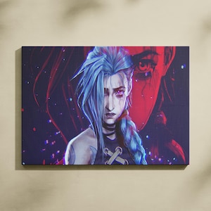 Arte murale Arcane, Poster della seconda stagione di Arcane, Arte di League of Legends, Poster di Arcane, Poster del ritratto di Jinx, Poster della serie TV, Decorazione murale di Jinx