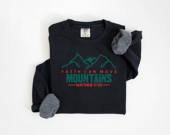 La fe puede mover montañas, ropa cristiana, fe sobre el miedo, productos cristianos, sudadera de moda, sudadera estética, sudadera unisex con cuello redondo