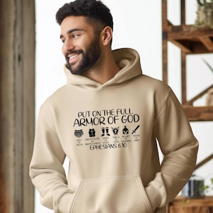 Wapenrusting van God christelijke ronde hals geloof sweatshirt religieuze shirts bijbelvers shirt christelijk sweatshirt Unisex sweatshirt met capuchon