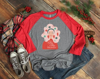 Holly Dolly Christmas Unisex Raglan Baseball Shirt