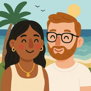 Custom Cartoon Couple Portrait | Personalized Digital Drawing | Cute Gift for Anniversary, Birthday or Valentine’s Day