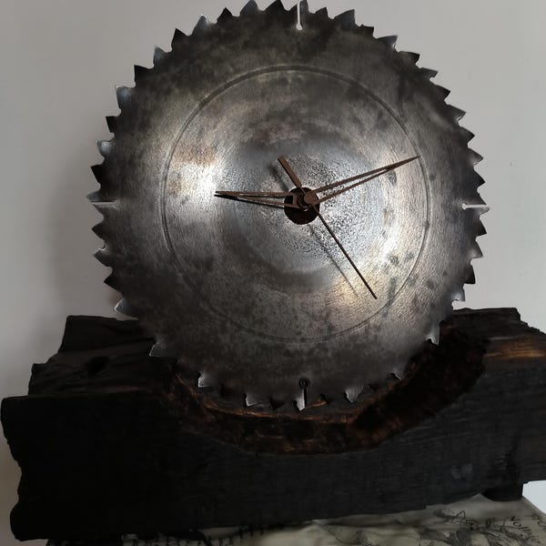Image showcasing Reclaimed Wood Clock - Etsy UK