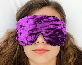 Handmade Opulence Blackout Sleep Eye Mask | Lightweight Poly Fill | Lavender Scent Option | Luxurious Crushed Velvet: Majestic Purple