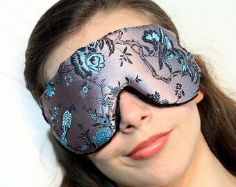 Handmade Opulence Weighted Sleep Eye Mask Pillow | Flaxseed Fill | Scent Option | Yoga |  Luxurious Satin and Velvet: Birds in Paradise