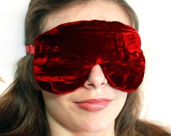Handmade Opulence Weighted Sleep Eye Mask Pillow | Flaxseed Fill | Scent Option | Yoga |  Luxurious Crushed Velvet: Ruby Red
