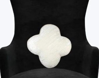 Luxury Mother of Pearl Clover Pillow | Handcrafted Crushed Velvet & Silk Fill | Van Cleef Alhambra Inspired Decor – Single or Five-Piece Set