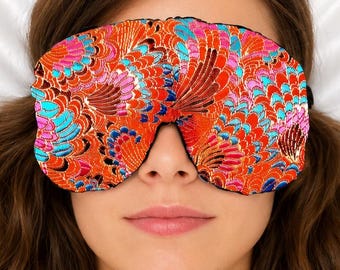 Handmade Opulence Weighted Sleep Eye Mask Pillow | Flaxseed Fill | Scent Option | Yoga |  Luxurious Satin and Velvet: Frilly Fiesta