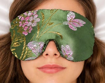 Handmade Opulence Weighted Sleep Eye Mask Pillow | Flaxseed Fill | Scent Option | Yoga |  Luxurious Satin and Velvet: Spring Green