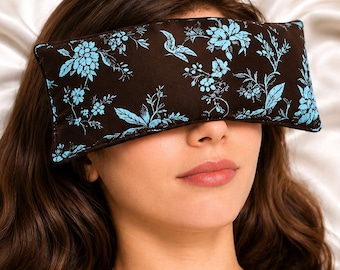 Almofada para os olhos Luxe Serenity - Seda e veludo - Feita à mão nos EUA - Relaxamento, ioga, meditação, aromaterapia - Lavanda opcional - Birds in Paradise