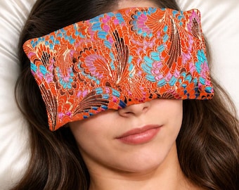Almofada para os olhos Luxe Serenity - Seda e veludo - Feita à mão nos EUA - Relaxamento, ioga, meditação, aromaterapia - Lavanda opcional - Frilly Fiesta