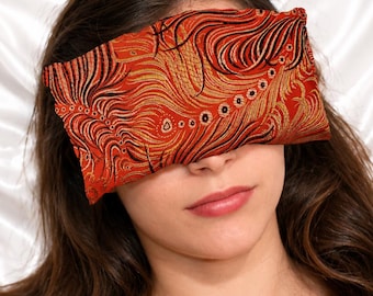 Almofada para os olhos Luxe Serenity - Seda e veludo - Feita à mão nos EUA - Relaxamento, ioga, meditação, aromaterapia - Lavanda opcional - Vermelho pavão