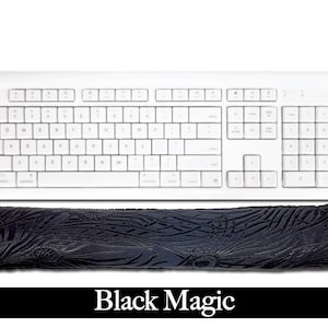 Handmade Ergonomic Keyboard Wrist Rest Pad - Desktop Laptop - Flax Seed Fill Optional Lavender Scent - Satin Brocade / Velvet - Black Magic