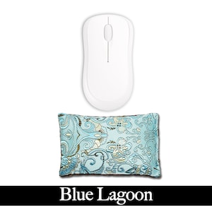 Lavish Comfort Ergonomic Mouse Wrist Rest Pad | Desktop Laptop | Flax Seed | Optional Lavender | Satin Brocade/Velvet -Blue Lagoon