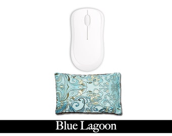 Lavish Comfort Poggiapolsi ergonomico per mouse / Desktop Laptop / Semi di lino / Lavanda opzionale / Broccato di raso/Velluto - Laguna blu