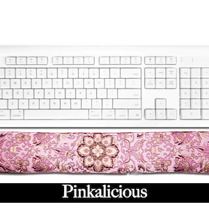 Handmade Ergonomic Keyboard Wrist Rest Pad - Desktop Laptop - Flax Seeds - Optional Lavender Scent - Satin Brocade Velvet - Pinkalicious