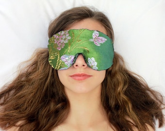 Handmade Opulence Weighted Sleep Eye Mask Pillow | Flaxseed Fill | Scent Option | Yoga |  Luxurious Satin and Velvet: Spring Green