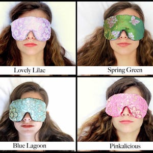 Luxe Handmade Blackout Sleep Eye Mask | Adjustable Strap | Satin and Velvet | Lightweight Comfort | Blue Lagoon image 3