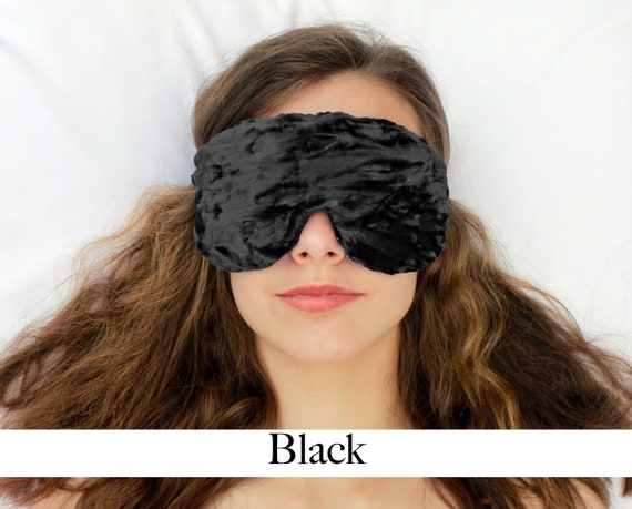 Handmade Opulence Blackout Sleep Eye Mask | Lightweight Poly Fill | Lavender Scent Option | Luxurious Crushed Velvet: Black