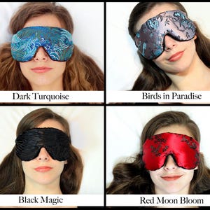 Luxe Handmade Blackout Sleep Eye Mask | Adjustable Strap | Satin and Velvet | Lightweight Comfort | Blue Lagoon image 4