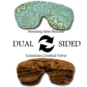 Adjustable Weighted Travel Sleep Eye Mask Pillow Satin Brocade/Velvet Flax Seed Filled Optional Lavender Scent Blue Lagoon image 2