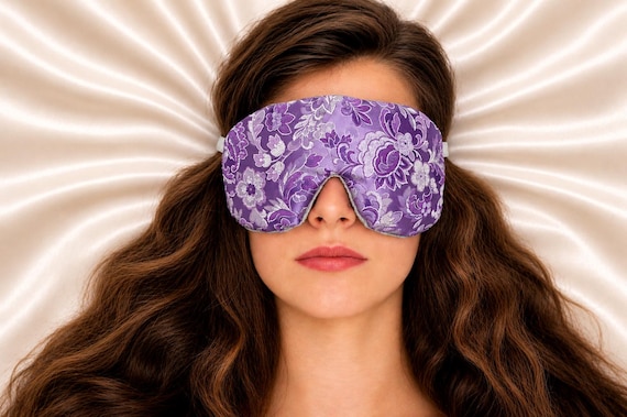 Handmade Sleep Eye Yoga Mask | Weighted Flaxseed or Lightweight Poly-Fil | Lavender or Unscented | Satin & Velvet | Lovely Lilac