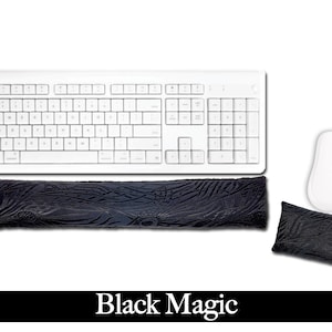 Handmade Ergonomic Keyboard and Mouse Wrist Rest - Desktop Mac Laptop - Flax Seed Fill/Optional Scent - Satin / Velvet - Black Magic