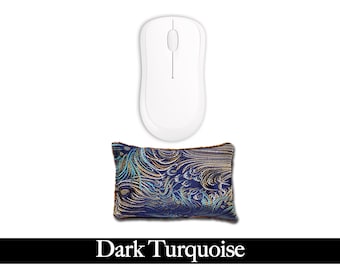 Großzügige Komfort Ergonomische Maus Handgelenkauflage | Desktop Laptop | Leinsamen | Optional Lavendel | Satin Brokat / Samt - Dunkel Türkis