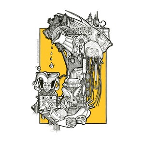 Alfabeto personalizado ilustrado Letra de amor e Dibujado a mano Buscar y encontrar Ilustración de edición limitada Imprimir
