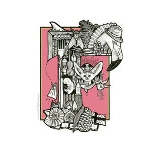 Alfabeto personalizado ilustrado Letra de amor F dibujada a mano Seek & Find Edición limitada Ilustración Imprimir