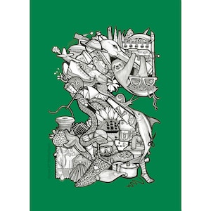 A5 Alfabeto ilustrado a mano Letra S Buscar y encontrar Celebración Postal Impresión