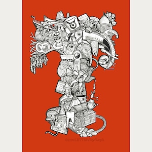A5 Letra del alfabeto ilustrada a mano T Buscar y encontrar Impresión de postal de celebración