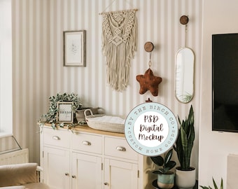 Boho Nursery Wallpaper Mockup: Photoshop Editable Baby Room (Digital Download)