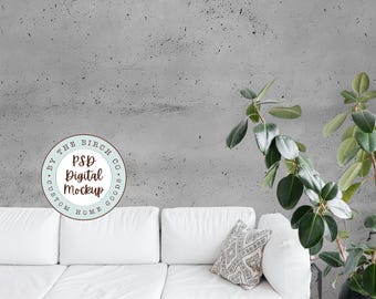 Modern Living Room Wallpaper Mockup: Photoshop Editable Interior