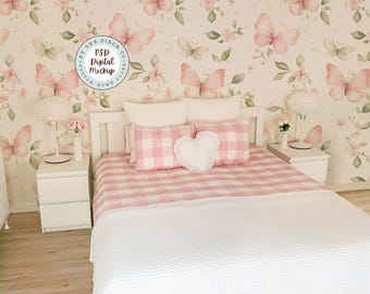Pink Bedroom Wallpaper Mockup: Photoshop Interior Design Edit