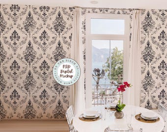 Dining Room Wallpaper Mockup: Smart Object PSD, Interior Design