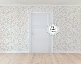 Mockup di carta da parati: Interno di una porta semplice, file PSD per Photoshop (download digitale)